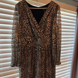 R&M Richards Black and Gold Long Sleeve Dress